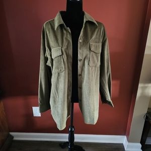 Sz 1XL NWOT olive corduroy button down top Davi & Dani
